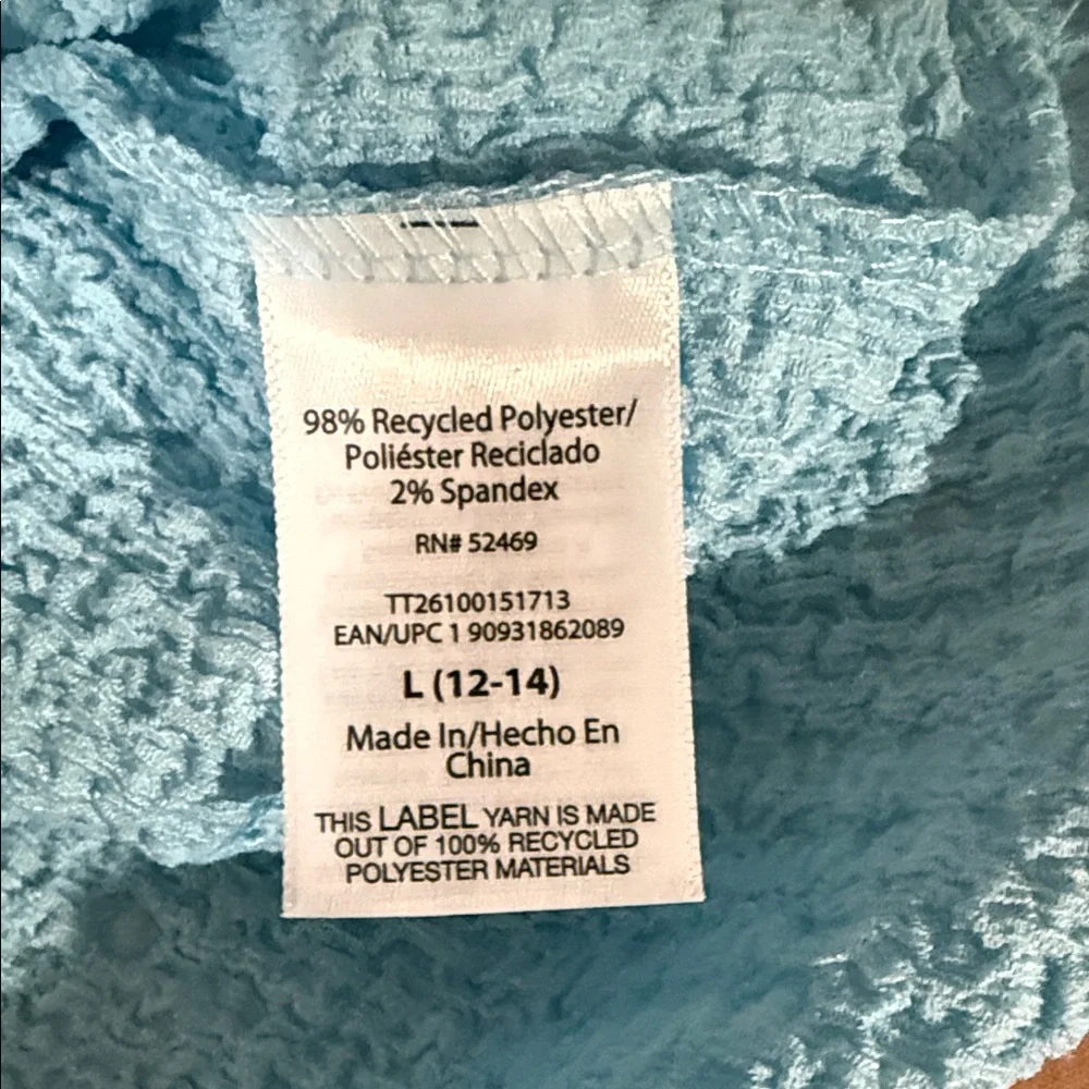 Time and Tru Women's Sky Blue Textured Short Sleeve Top - Picture 3 of 6